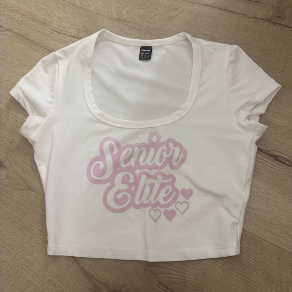 white senior elite custom crop top